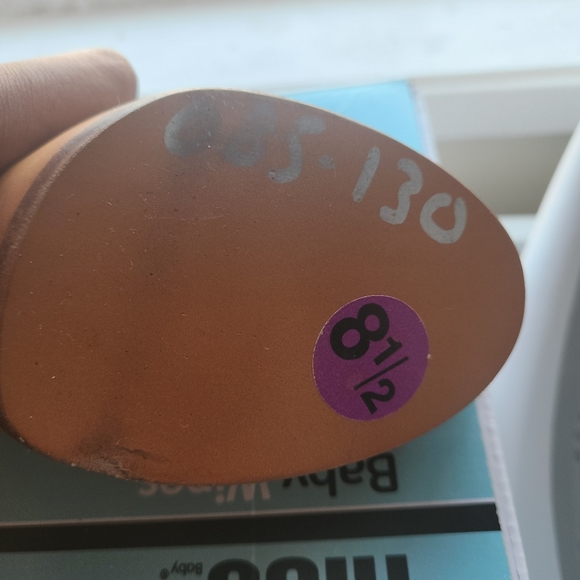 Coach Brown perforated suede Janette peep Toe wood heel platform. Size 8.5 - Picture 4 of 5